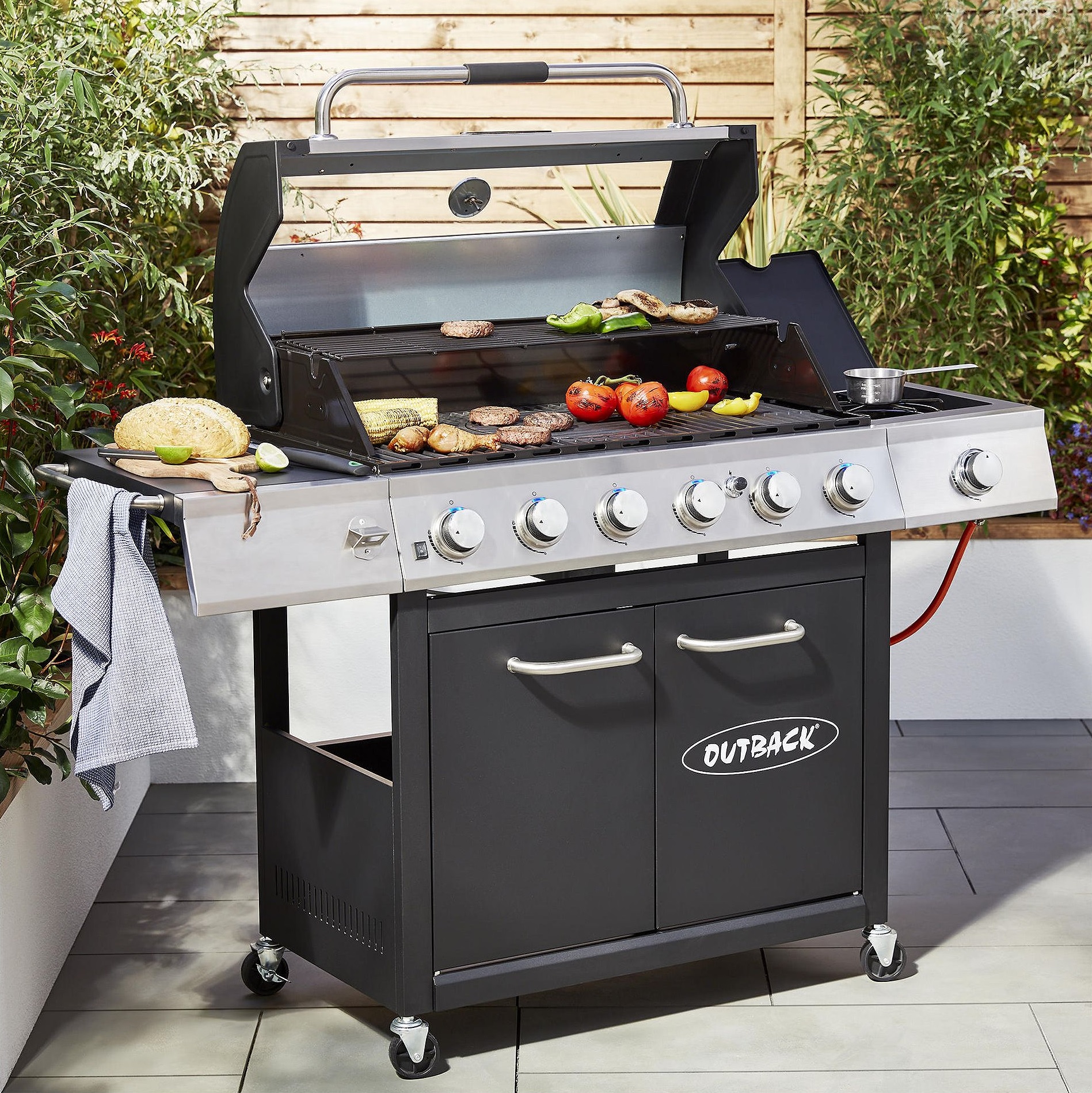 Tesco Outback Lumina Premium 6 Burner & Side Burner Gas BBQ & Cover